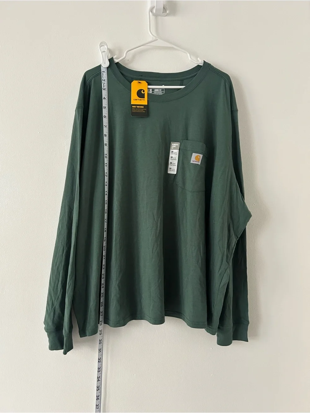Carhartt Women’s 3X Loose Fit Long Sleeve Pocket T-Shirt Green NWT Plus Size